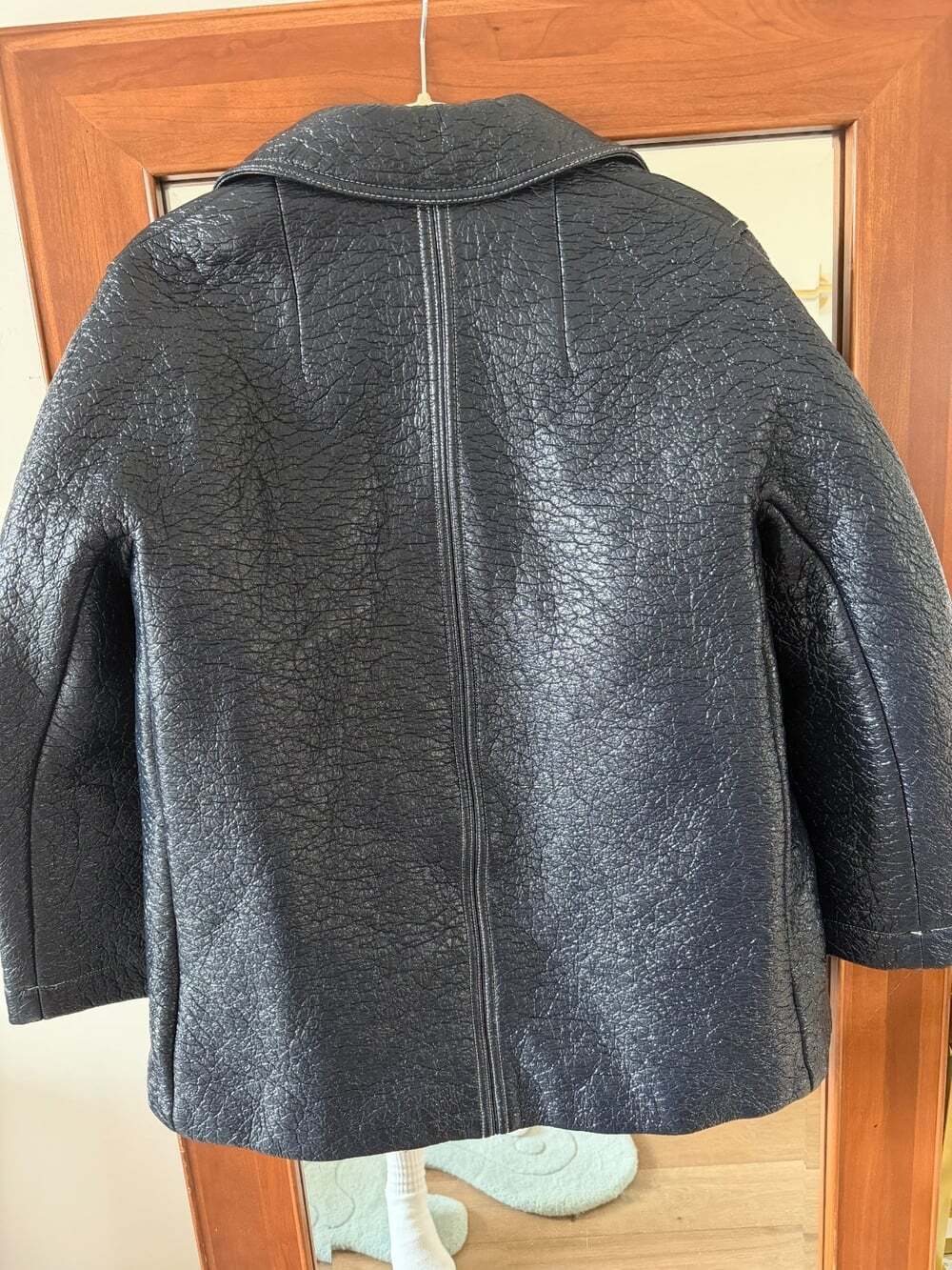 ba&sh Volupia Navy Crinkle Coat Sz S Sz 1 - Picture 5 of 7